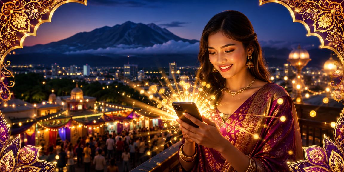 Pemain kasino mudah alih di Sabah menggunakan telefon untuk bermain jackpot 5400 dengan tema batik